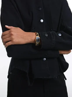 PARFOIS Kartenetuis>Gliederarmbanduhr Golden