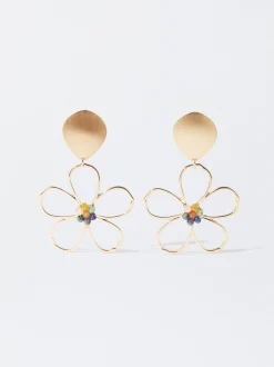 PARFOIS Lange Ohrringe|Trend Collection>Goldene Blumenohrringe Mit Steinen Mehrfarbig