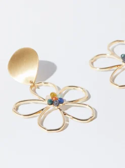 PARFOIS Lange Ohrringe|Trend Collection>Goldene Blumenohrringe Mit Steinen Mehrfarbig