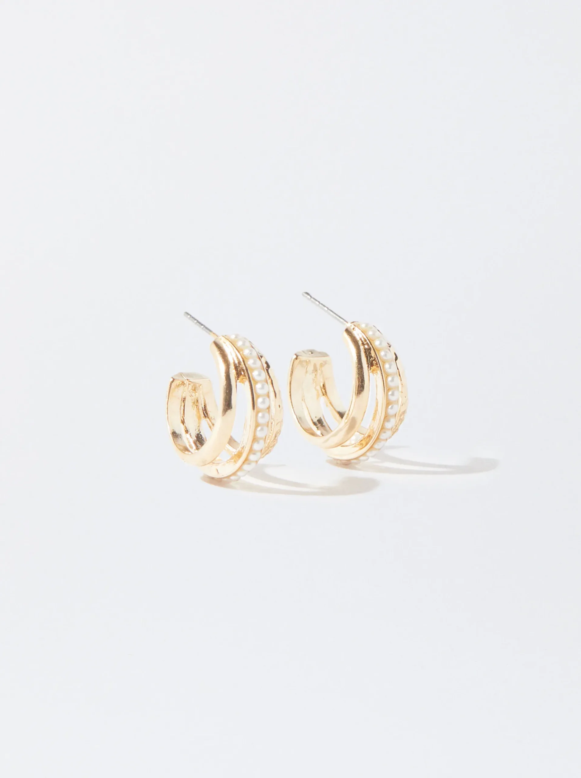 PARFOIS Lange Ohrringe|Basics>e Creolen Mit Kunstperlen Golden
