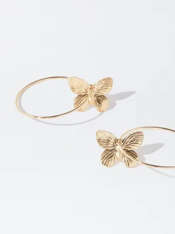 PARFOIS Raffinierter Modeschmuck|Lange Ohrringe>e Creolen Mit Schmetterling Golden