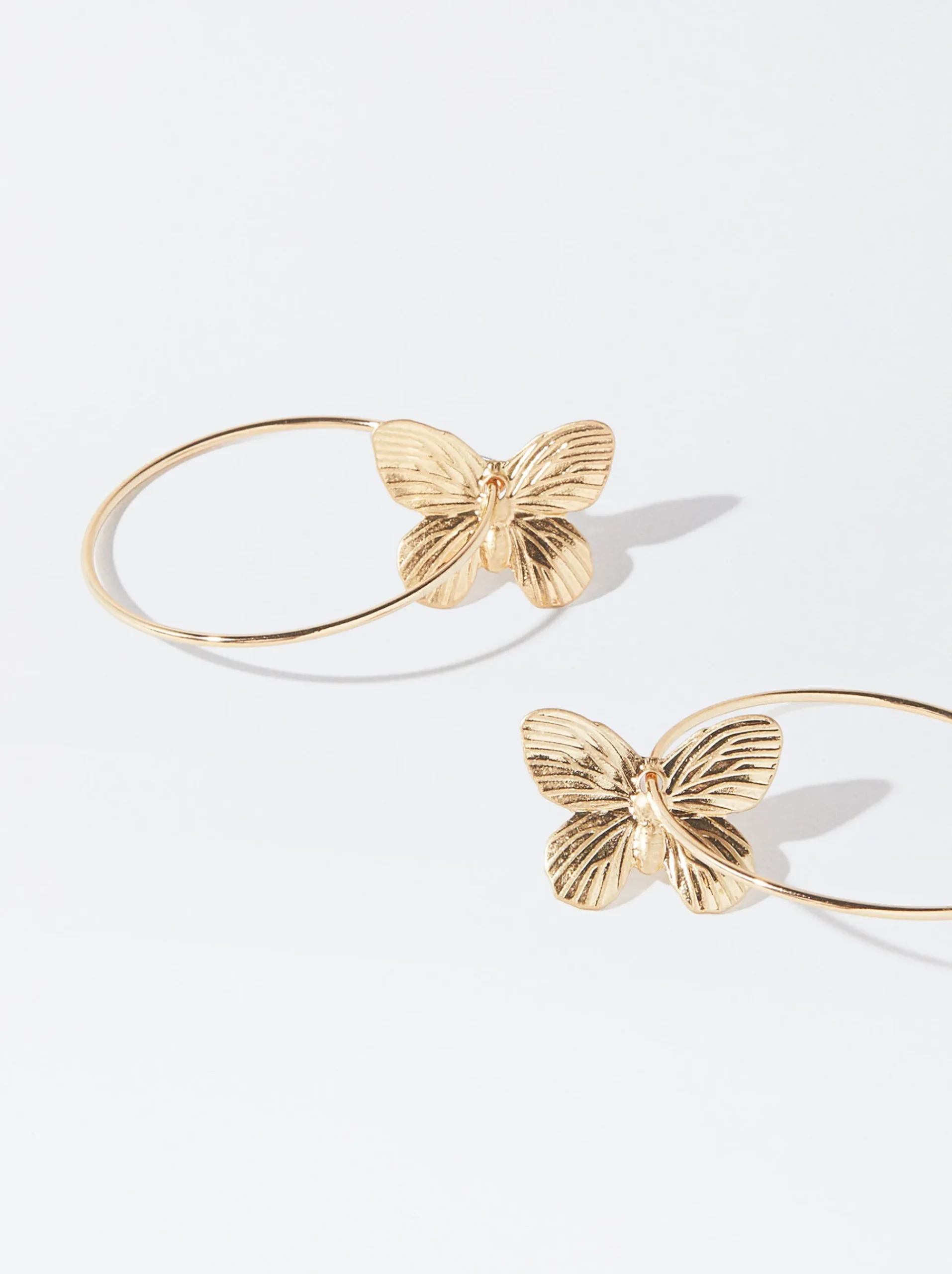 PARFOIS Raffinierter Modeschmuck|Lange Ohrringe>e Creolen Mit Schmetterling Golden