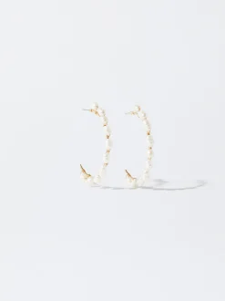 PARFOIS Raffinierter Modeschmuck|Lange Halsketten>Goldene Creolen Mit Süßwasserperle Weib