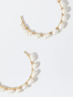 PARFOIS Raffinierter Modeschmuck|Lange Halsketten>Goldene Creolen Mit S&uuml;&szlig;wasserperle Weib