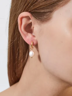 PARFOIS Lange Ohrringe|Basics>e Creolen Mit S&uuml;&szlig;wasserperle Golden