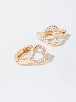 PARFOIS Lange Ohrringe|Mittlere Ohrringe>e Creolen Mit Zirkoniasteinen Golden