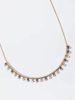 PARFOIS Kurze Ohrringe|Hoop-Ohrringe>Goldene Halskette Mit Kristallen Schwarz