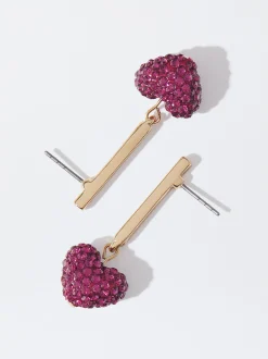 PARFOIS Armbänder>Goldene Herzohrringe Fuchsia