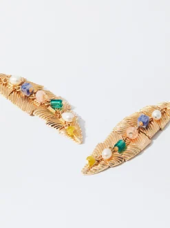 PARFOIS Lange Ohrringe|Hoop-Ohrringe>Goldene Ohrringe Mit Blatt Mehrfarbig