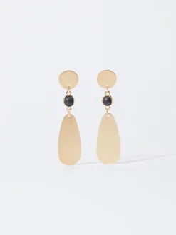 PARFOIS Lange Ohrringe|Trend Collection>Goldene Ohrringe Mit Stein Schwarz