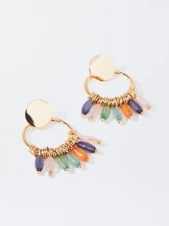 PARFOIS Lange Ohrringe>Goldene Ohrringe Mit Strass Mehrfarbig