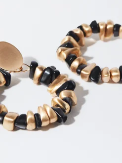 PARFOIS Lange Ohrringe|Basics>Goldene Ohrringe Mit Zierkristallen Schwarz