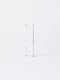 PARFOIS Lange Ohrringe|Basics>Goldene Ohrringe Mit Zirkoniasteinen
