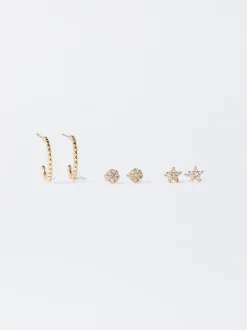PARFOIS Raffinierter Modeschmuck|Lange Ohrringe>e Ohrringset Golden