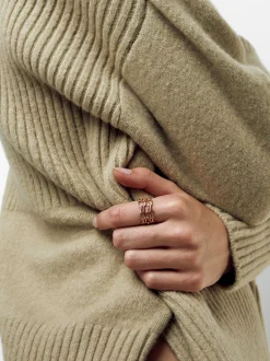 PARFOIS Basics|Strick>er Mini-Ring Mit Gliedern Golden