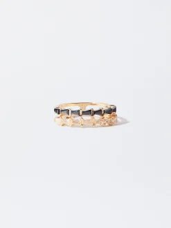 PARFOIS Basics|Hosen>Goldener Ring Mit Kristallen Schwarz
