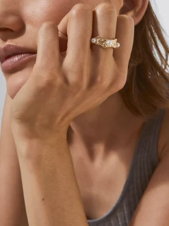 PARFOIS Basics|Hemden>Goldener Ring Mit Kunstperlen Weib