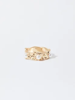 PARFOIS Basics|Hemden>Goldener Ring Mit Kunstperlen Weib