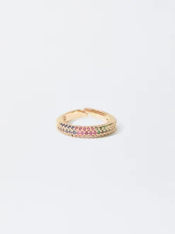 PARFOIS Basics|Strick>Goldener Ring Mit en Zirkonen Mehrfarbig