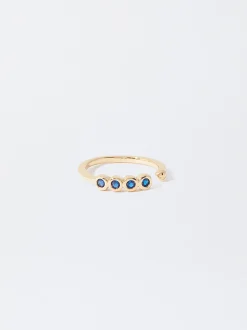 PARFOIS Basics|Strick>Goldener Ring Mit Strass Blau