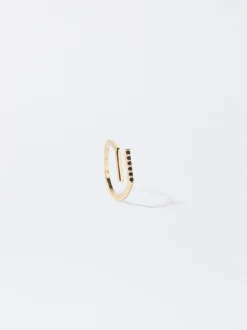 PARFOIS Basics|Blazer und Mäntel>Goldener Ring Mit Zirkonen Schwarz