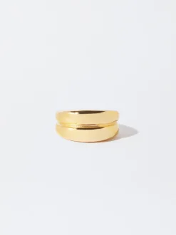 PARFOIS Lange Ohrringe>er Stahlring Golden