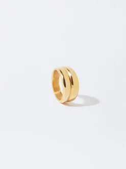 PARFOIS Lange Ohrringe>er Stahlring Golden