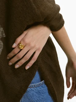 PARFOIS Lange Ohrringe|Premium>er Stahlring Golden