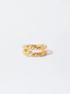 PARFOIS Lange Ohrringe|Trend Collection>er Stahlring Golden