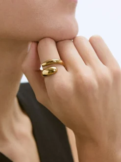 PARFOIS Lange Ohrringe>er Stahlring Golden