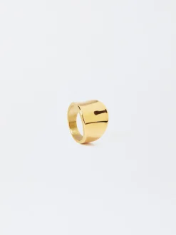 PARFOIS Lange Ohrringe>er Stahlring Golden