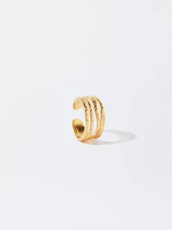 PARFOIS Lange Ohrringe|Mittlere Ohrringe>er Stahlring Golden
