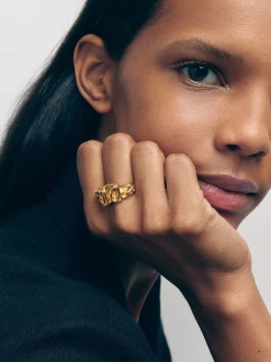 PARFOIS Lange Ohrringe|Hoop-Ohrringe>er Stahlring Golden