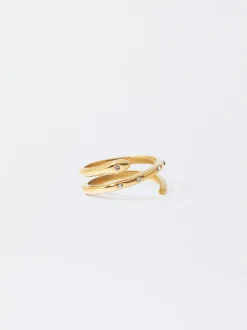 PARFOIS Lange Ohrringe|Mittlere Ohrringe>er Stahlring Mit Schlange Golden