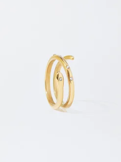 PARFOIS Lange Ohrringe|Mittlere Ohrringe>er Stahlring Mit Schlange Golden