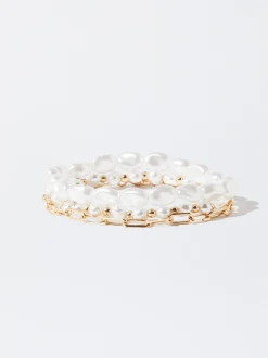 PARFOIS Set Ohrringen|Sets>es Armband Mit Perlen Golden