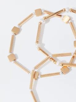 PARFOIS Set Ohrringen|Hoop-Ohrringe>es Elastisches Armband Golden