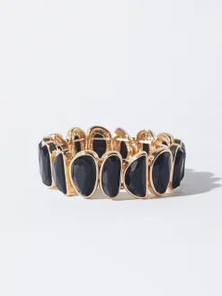 PARFOIS Kurze Halsketten>Goldenes Elastisches Armband Mit Emaille Schwarz