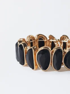 PARFOIS Kurze Halsketten>Goldenes Elastisches Armband Mit Emaille Schwarz