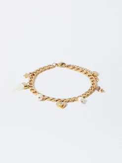 PARFOIS Ohrringe>Goldenes Stahlarmband Mit Charms Weib