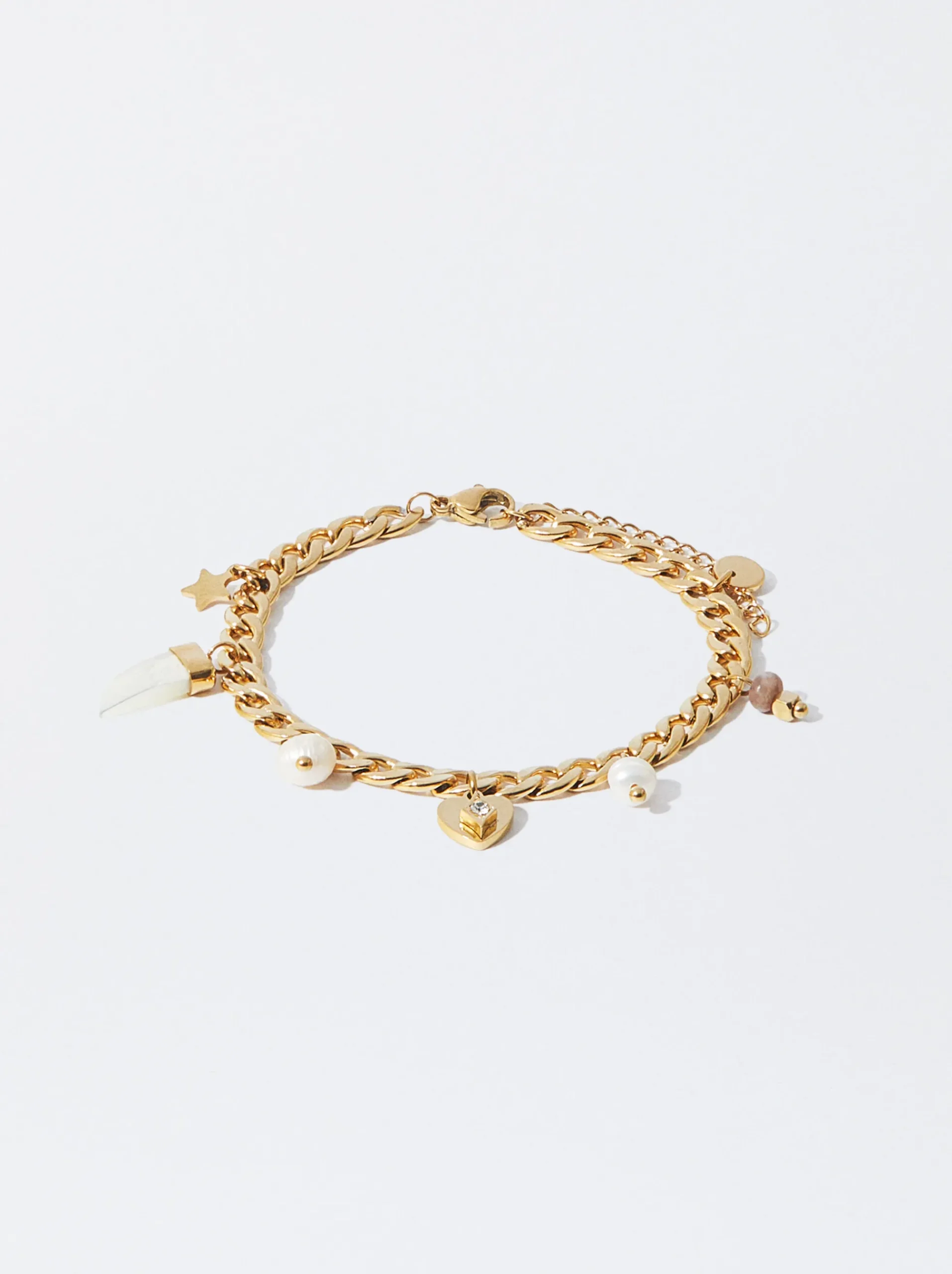 PARFOIS Ohrringe>Goldenes Stahlarmband Mit Charms Weib