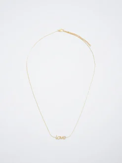 PARFOIS Armbänder>Goldfarbene Halskette Aus Stahl Love Golden