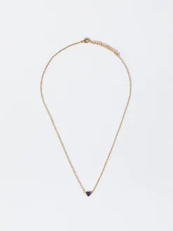 PARFOIS Armbänder>Goldfarbene Halskette Aus Stahl Mit Herz Mit Zirkonia Blau