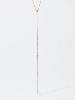PARFOIS Lange Ohrringe>Goldfarbene Halskette Mit Zirkonen Golden