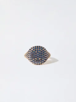PARFOIS Basics|Hemden>Goldfarbener Ring Mit Zirkonen Blau