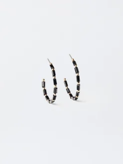 PARFOIS Lange Ohrringe|Trend Collection>Gro&szlig;e Creolen Mit Strass Schwarz