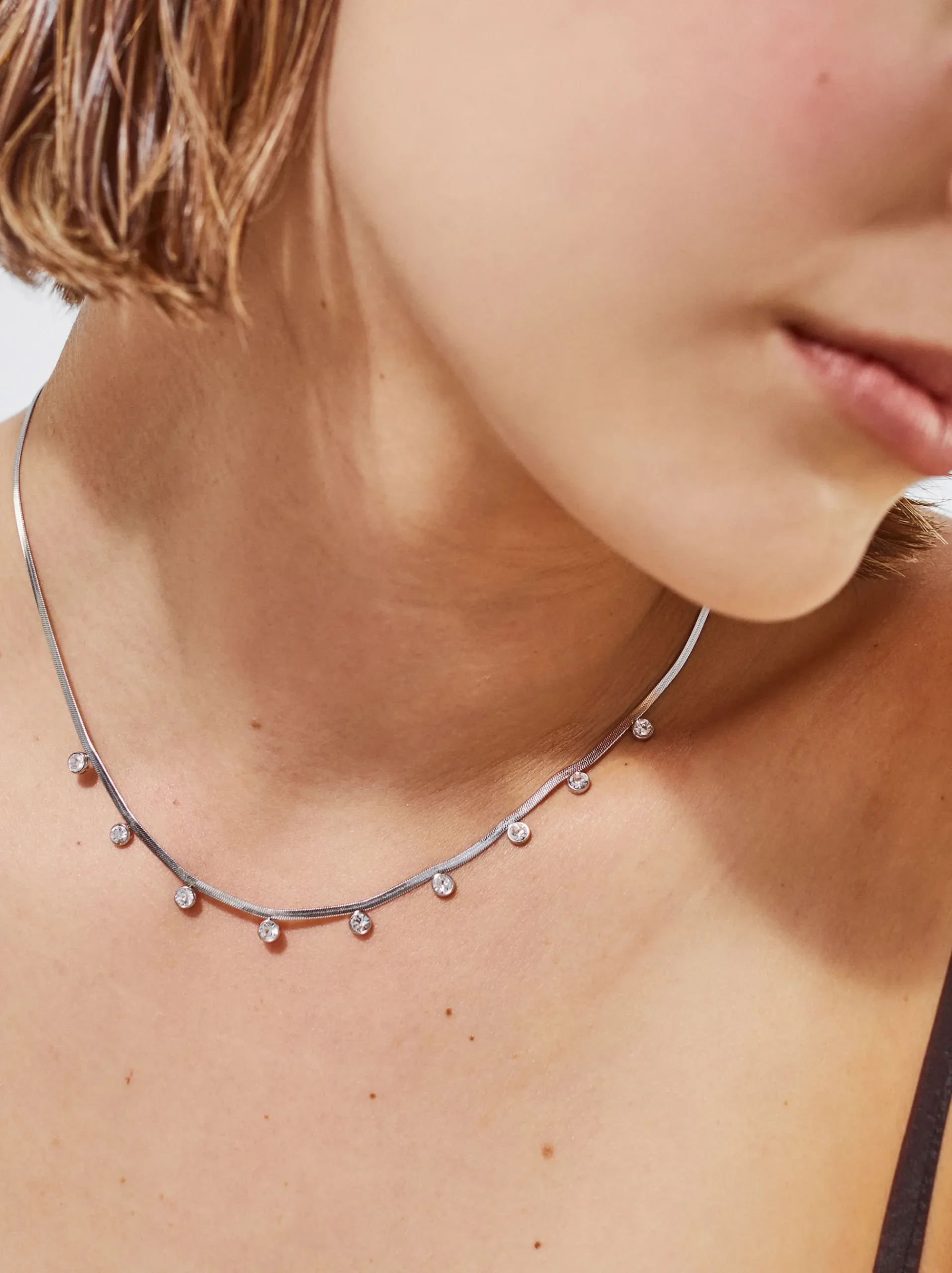 PARFOIS Armbänder>Halskette Aus Stahl Mit -Kristallen Silber
