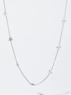 PARFOIS Armbänder|Fußkettchen>Halskette Aus Stahl Mit Stern Silber