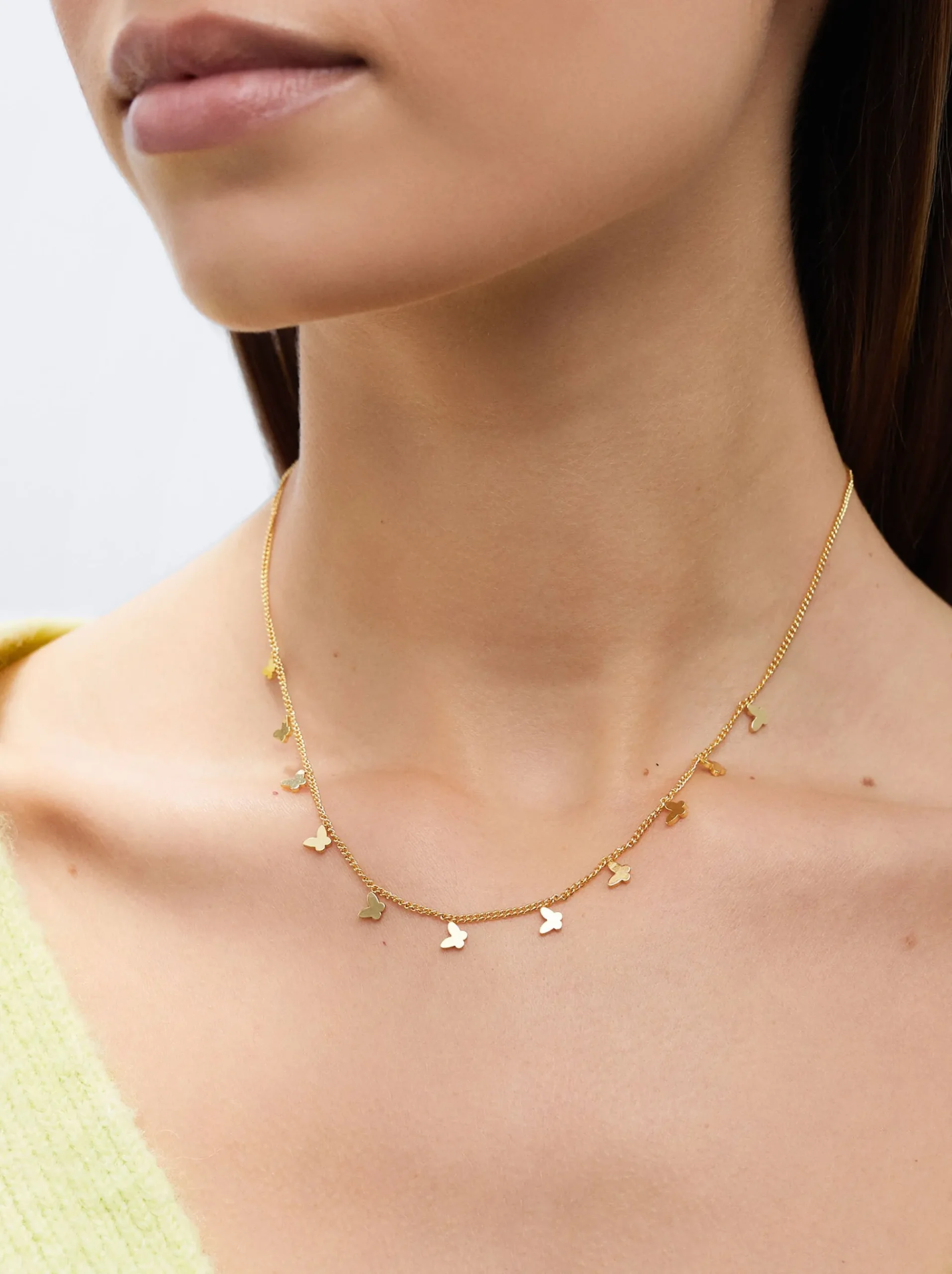 PARFOIS Armbänder|Fußkettchen>Halskette Aus Stahl Mit Schmetterling Golden