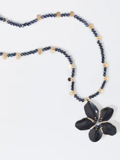 PARFOIS Hemden>Halskette Mit Blumen Und Kristallen Blau